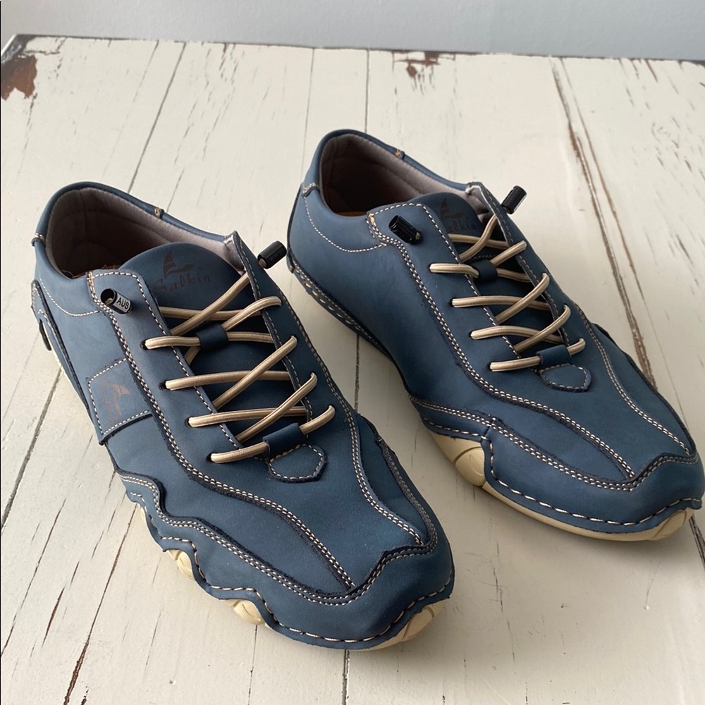 Salkin Blue and Cream Sneakers with Rugged Design and Sturdy Soles 9